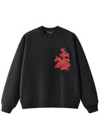 Sweat ample cheval et fleurs brodés (unisexe)