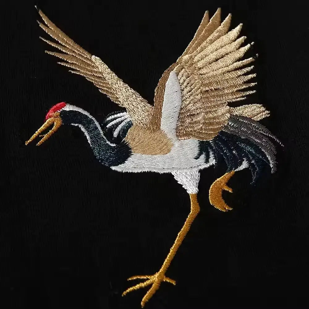 Embroidered crane sweatshirt (unisex) 