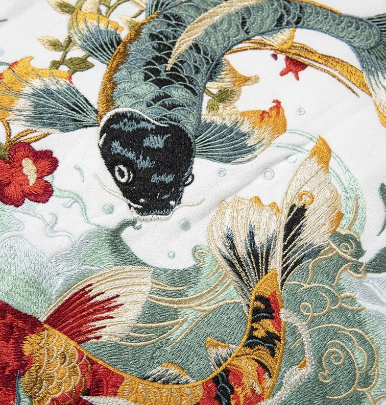 Sweat ample carpes koi brodées (unisexe)