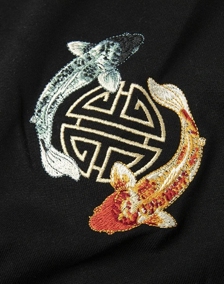 Sweat ample carpes koi brodées (unisexe)