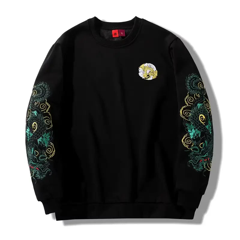 Sweatshirt with embroidered dragon sleeves (unisex) 