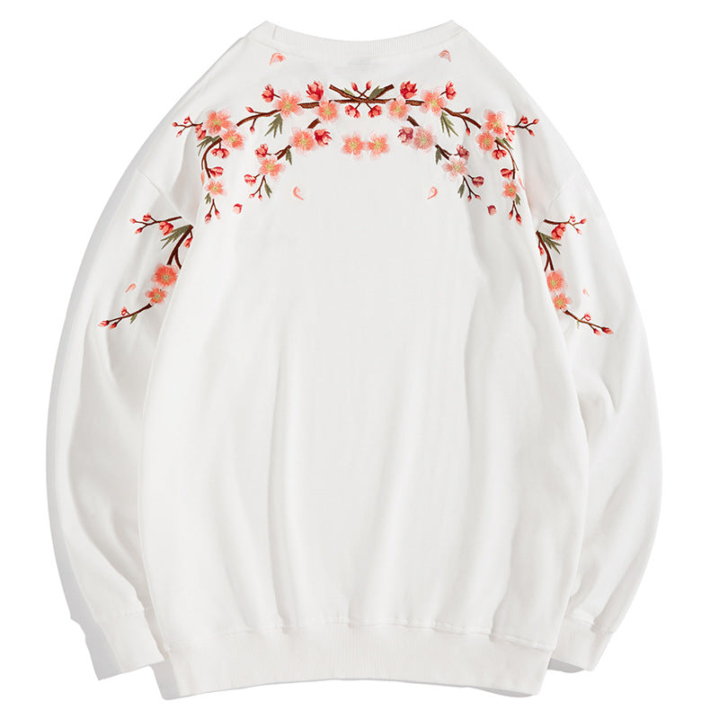 Sweat fleurs de cerisier brodées (unisexe)