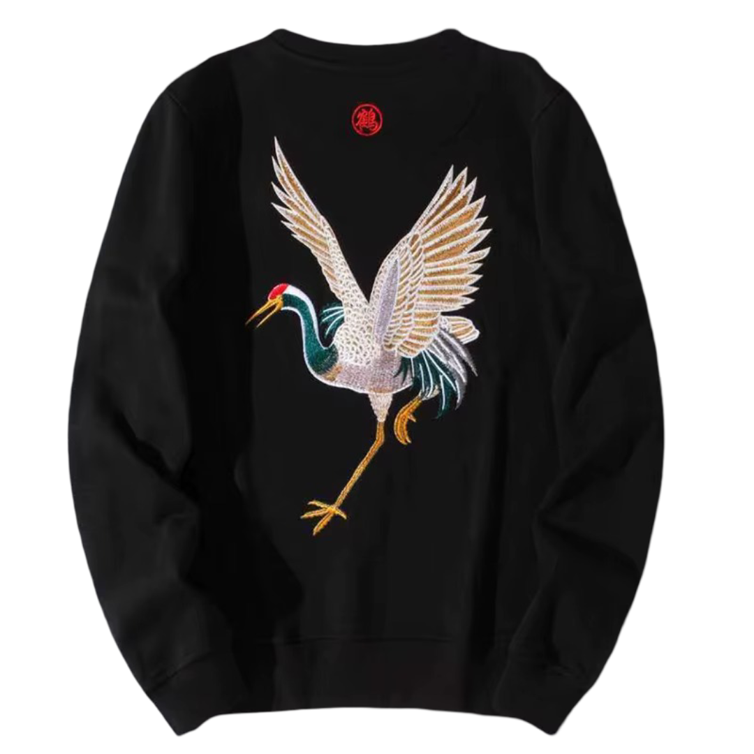 Sweat ample grues brodées (unisexe)