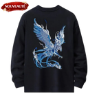 Sweat ample phénix et fleurs de lotus brodés (unisexe)