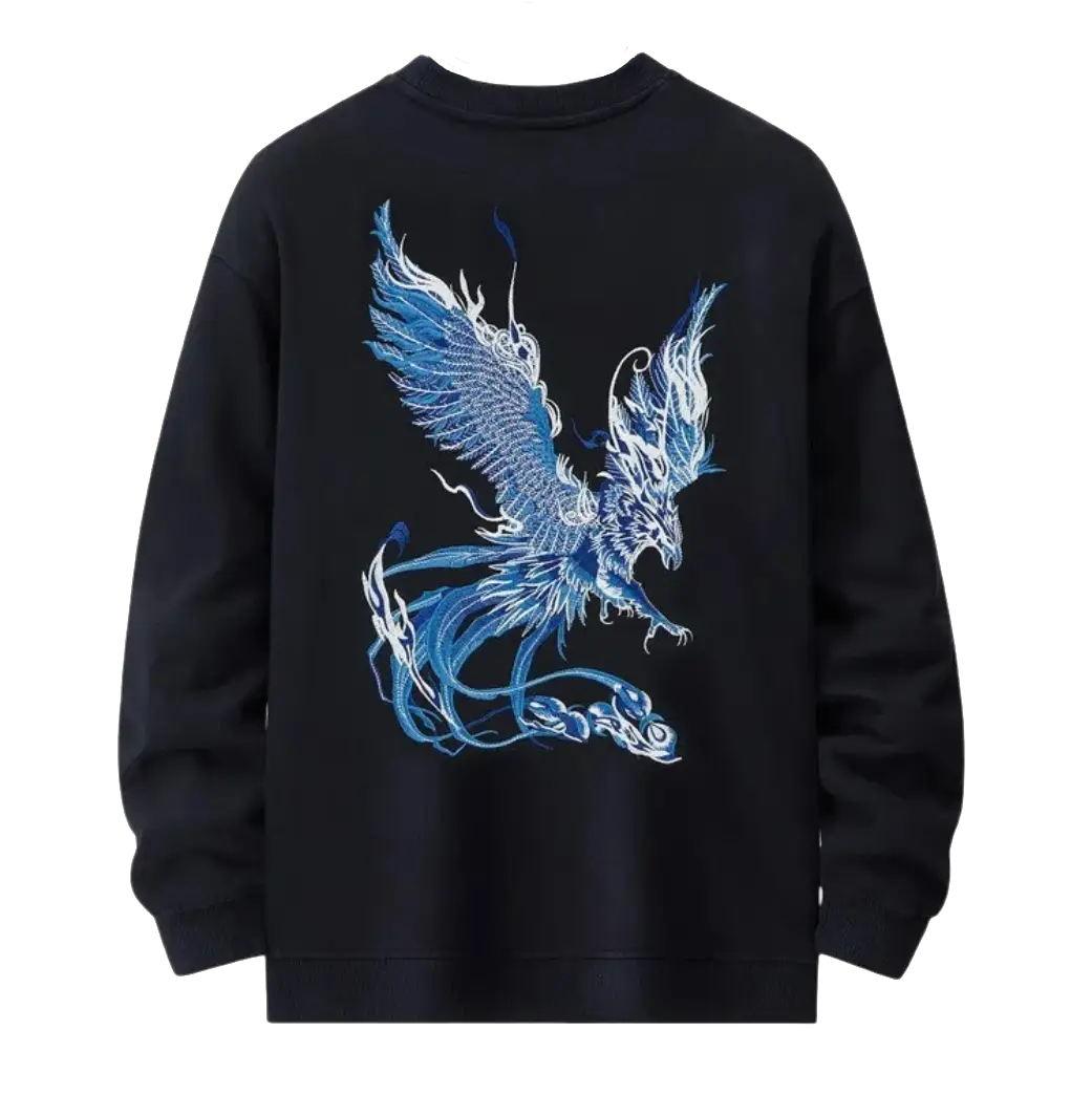 Sweat phénix et fleurs de lotus brodés (unisexe)