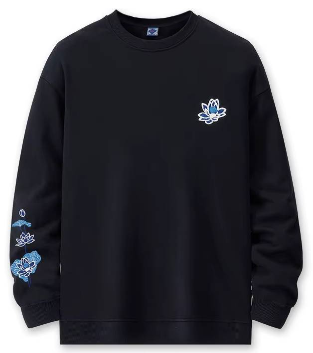 Sweat phénix et fleurs de lotus brodés (unisexe)