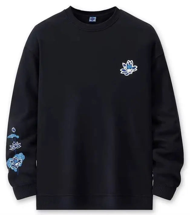 Sweat phénix et fleurs de lotus brodés (unisexe)