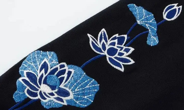 Sweat phénix et fleurs de lotus brodés (unisexe)