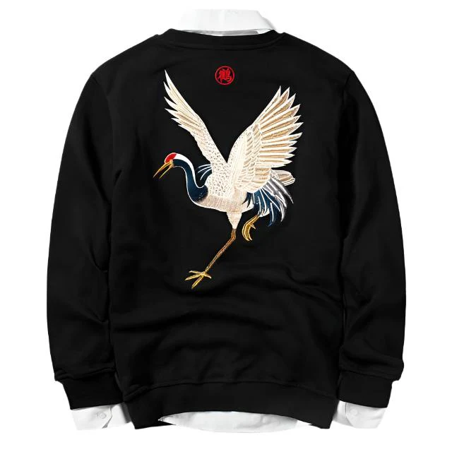 Sweat ample grues brodées (unisexe)