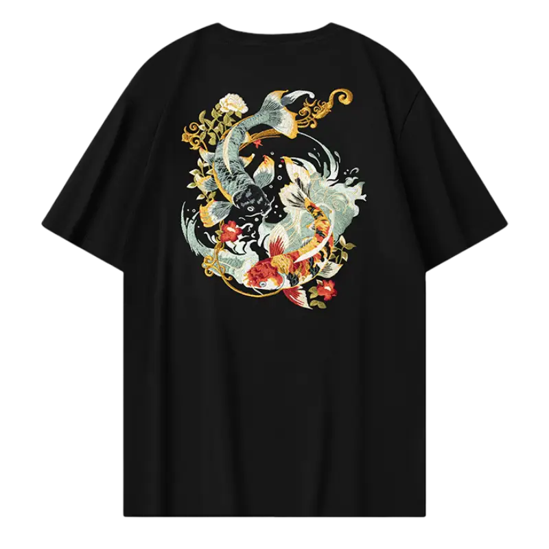 Tee-shirt carpes koi brodées (unisexe)