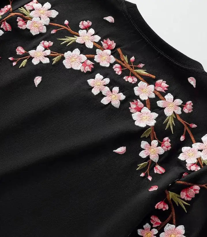 Embroidered cherry blossom t-shirt (unisex)