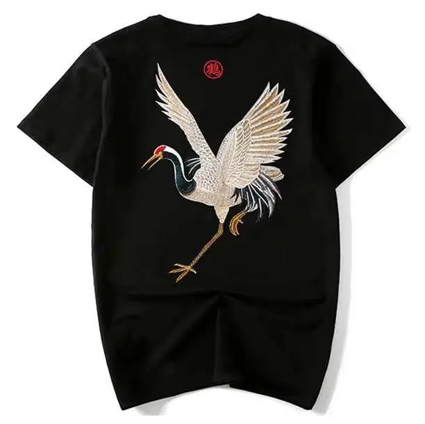 Embroidered crane t-shirt (unisex)