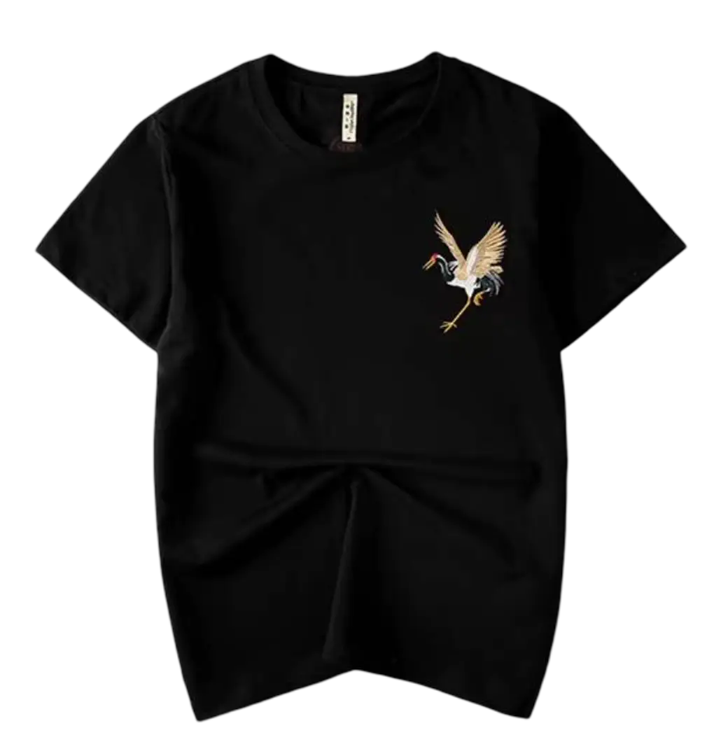 Embroidered crane t-shirt (unisex)