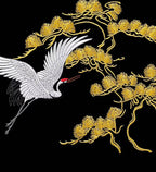 Tee-shirt grues et motif floral brodés (unisexe)