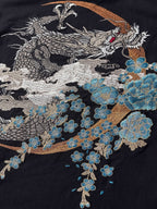 Tee-shirt ample dragon et fleurs brodès (unisexe)