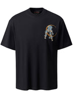 Tee-shirt ample dragon et fleurs brodès (unisexe)