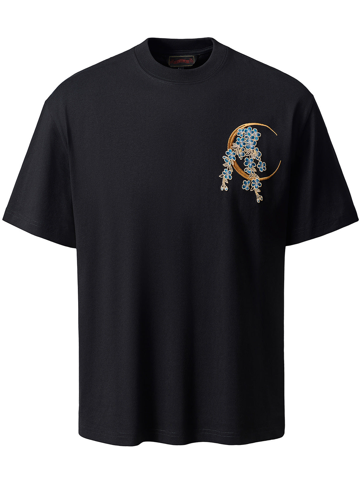 Tee-shirt ample dragon et fleurs brodès (unisexe)