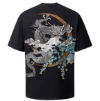 T-shirt drago e fiori ricamati (unisex)