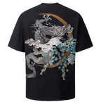 T-shirt drago e fiori ricamati (unisex)