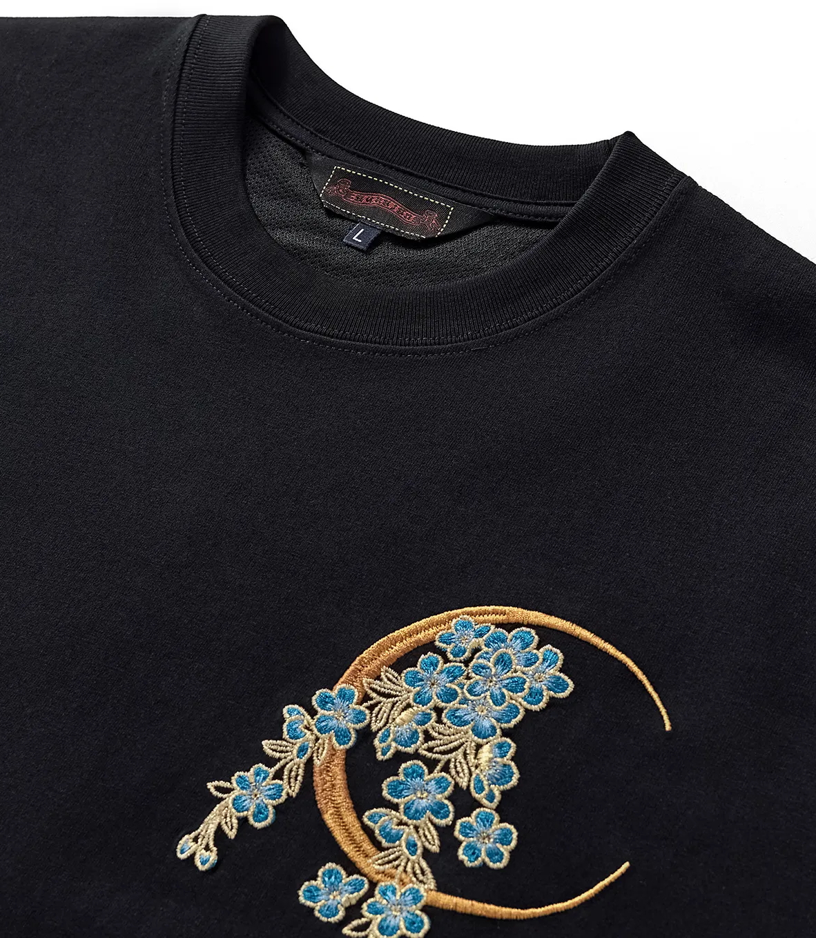 Tee-shirt ample dragon et fleurs brodès (unisexe)