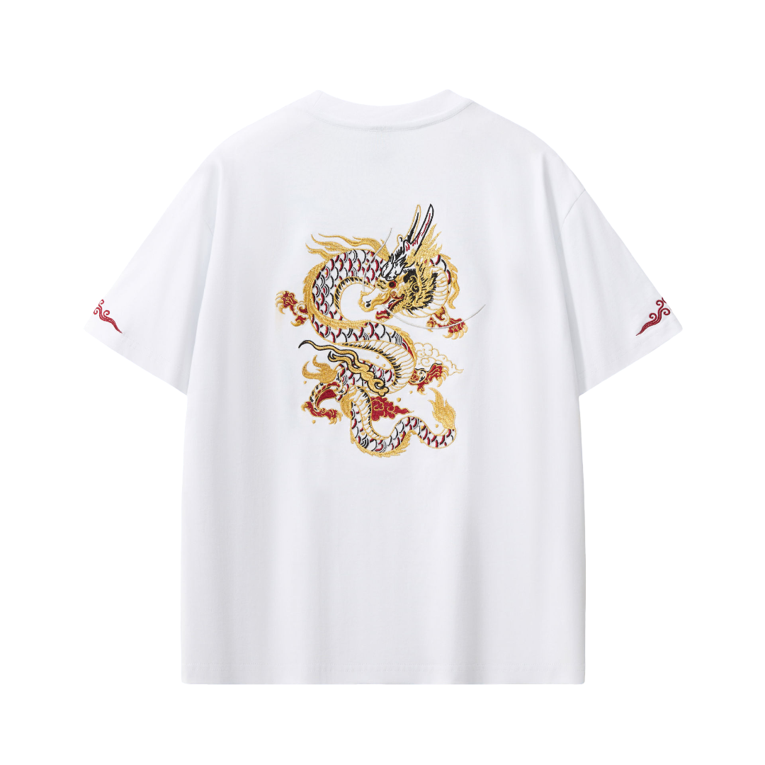 Tee-shirt ample dragon coloré brodé