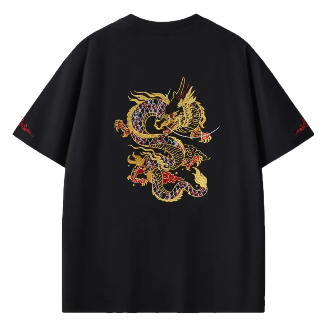Tee-shirt dragon coloré brodé