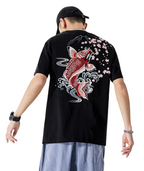 Tee-shirt ample carpe koi brodée (unisexe)