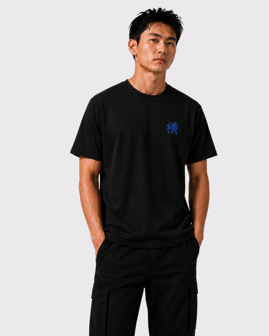 Tee-Shirt Kanji Brodé Bleu Aizome