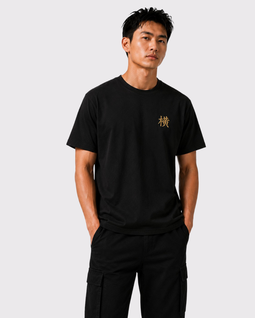 Tee-Shirt Kanji Brodé Or