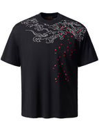 Tee-shirt ample double dragon brodés (unisexe)