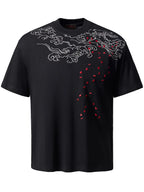 T-shirt doppio drago ricamato (unisex)