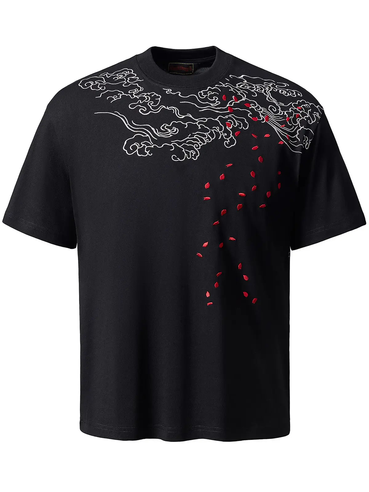 Loose-fitting t-shirt with double embroidered dragons (unisex) 