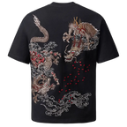 T-shirt doppio drago ricamato (unisex)