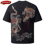 Tee-shirt ample double dragon brodés (unisexe)