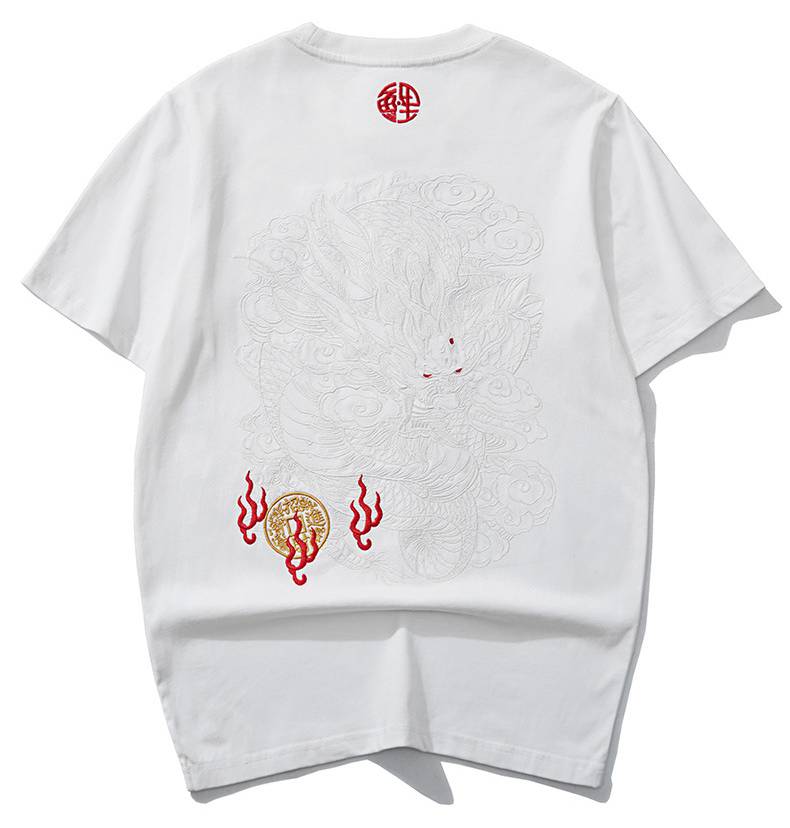 Tee-shirt ample dragon brodé (unisexe)