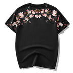 Tee-shirt ample fleurs de cerisier brodées (unisexe)