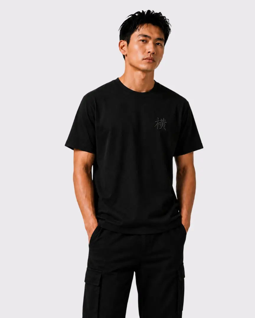 Tee-Shirt Kanji Brodé Anthracite – Yokofuri Atelier