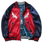 Veste Sukajan souvenir grues et abeilles brodées (Réversible) (unisexe)