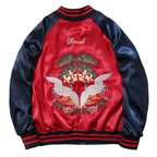 Veste Sukajan souvenir grues et abeilles brodées (Réversible) (unisexe)
