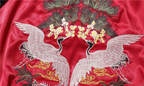 Veste Sukajan souvenir grues et abeilles brodées (Réversible) (unisexe)