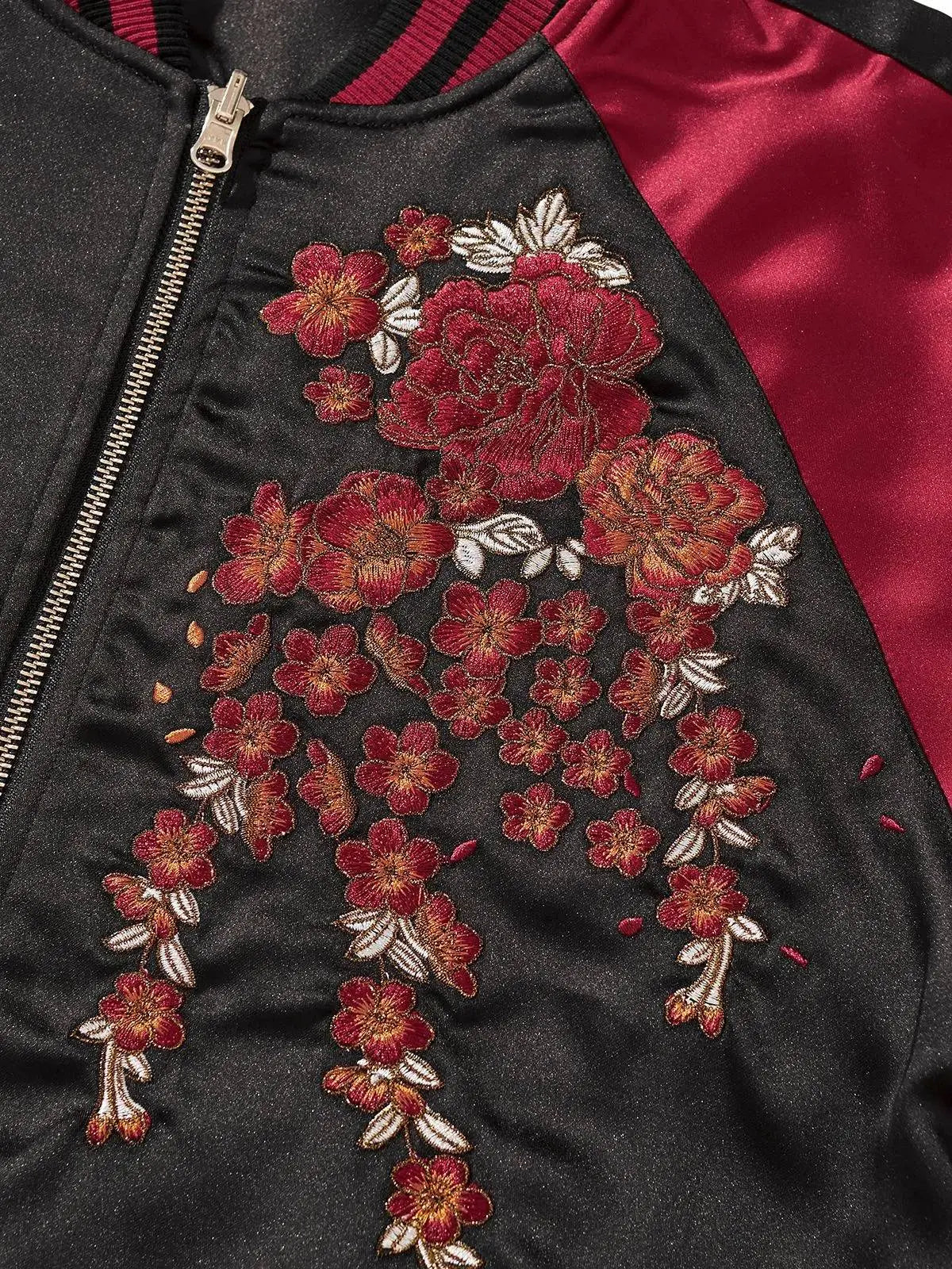 Double jacket with embroidered dragon and flowers (unisex) 
