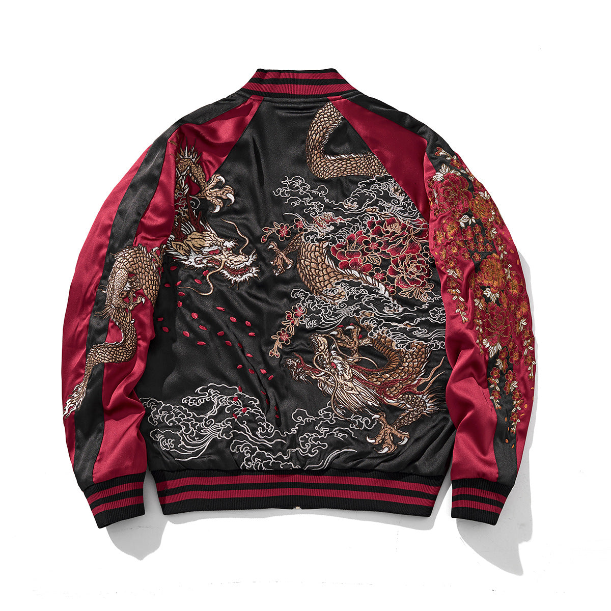 Veste double dragon et fleurs brodés (unisexe)