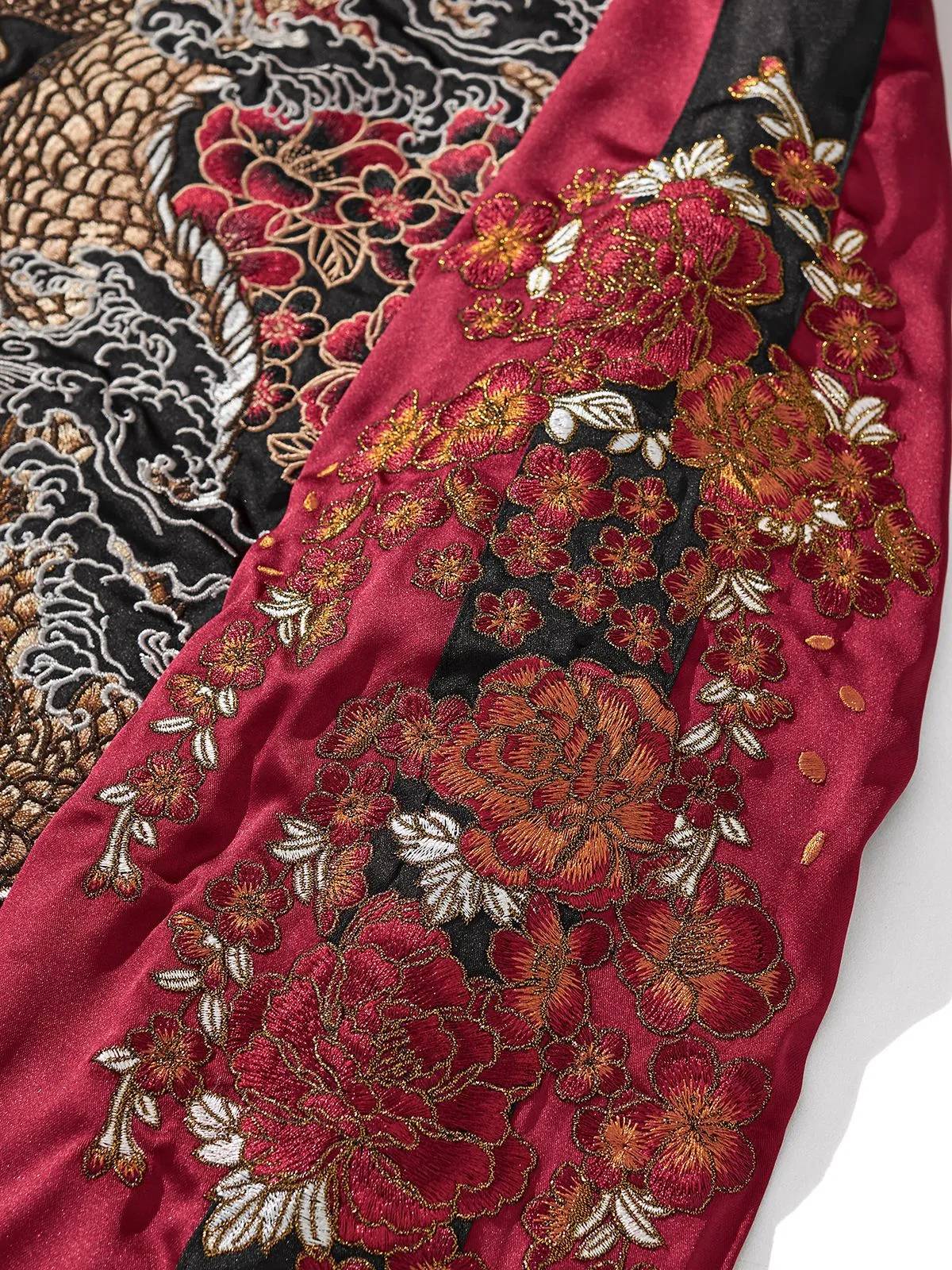 Veste double dragon et fleurs brodés (unisexe)