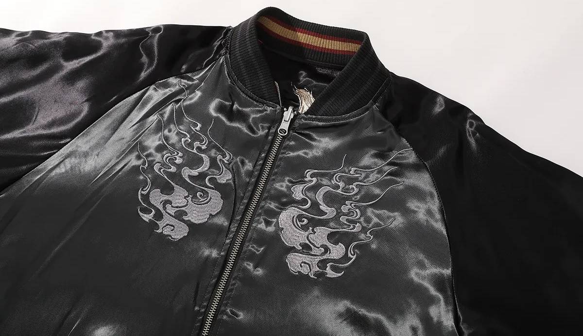 Veste geisha renard brodée (Réversible) (unisexe)