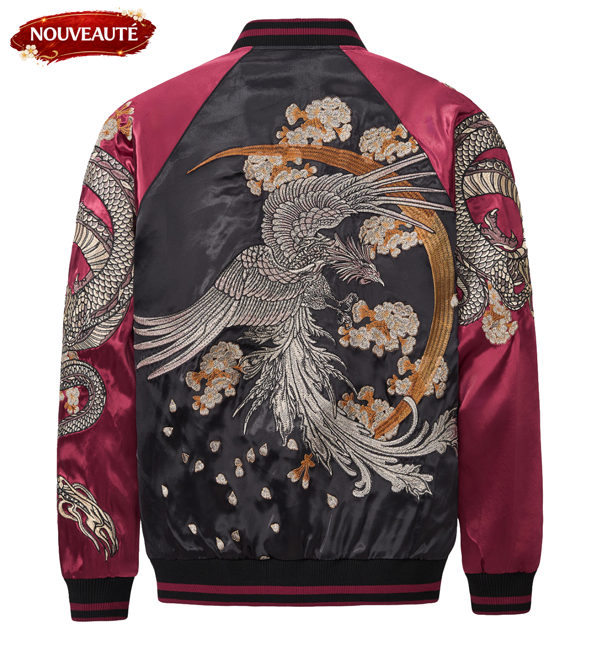 Veste phénix et dragons brodés (unisexe)