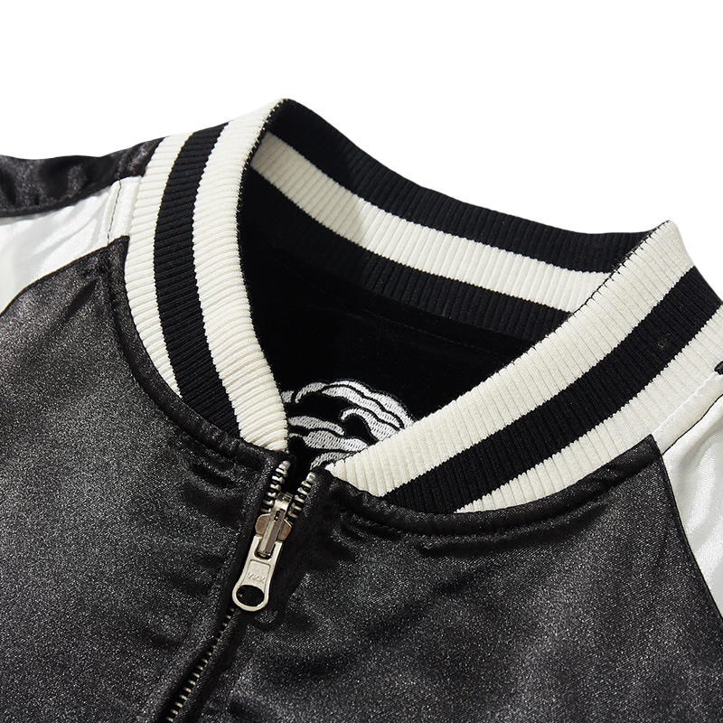 Veste Sukajan carpes koi, vagues et dragon brodés  (Réversible) (unisexe)