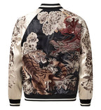 Veste tigre, dragon et fleurs brodés (unisexe)