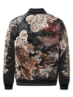 Veste tigre, dragon et fleurs brodés (unisexe)