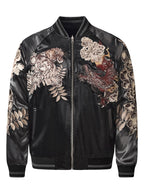 Veste tigre, dragon et fleurs brodés (unisexe)