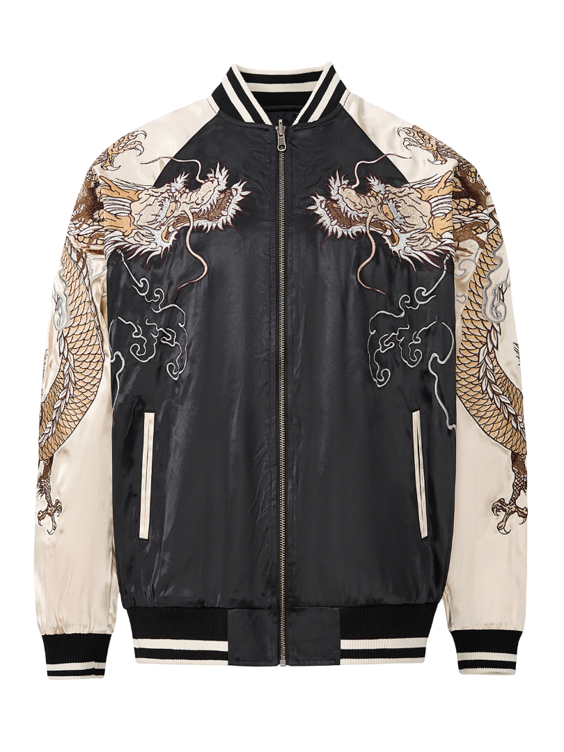 Veste tigre et double dragon brodés (unisexe)